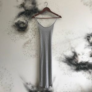 Light grey knit mid length dress